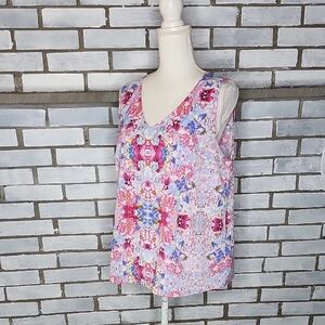 • Paraphrase Women's Top Blouse Pink Multicolor Floral Sleeveless Size Large